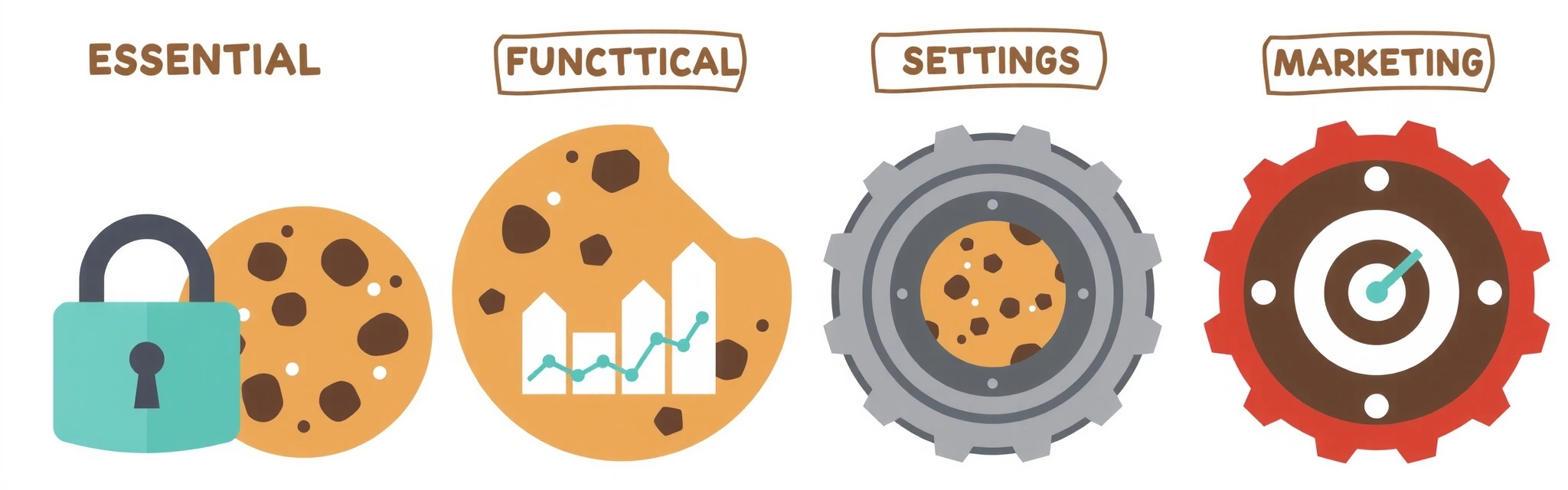 Ikony různých typů cookie souborů
