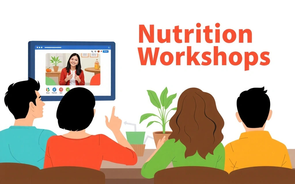 Ilustrace online webináře nebo workshopu o výživě.